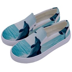 Dolphin Sea Ocean Kids  Canvas Slip Ons by Cemarart