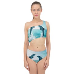 Dolphin Sea Ocean Spliced Up Two Piece Swimsuit by Cemarart