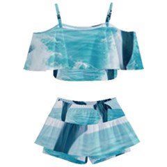 Dolphin Sea Ocean Kids  Off Shoulder Skirt Bikini by Cemarart