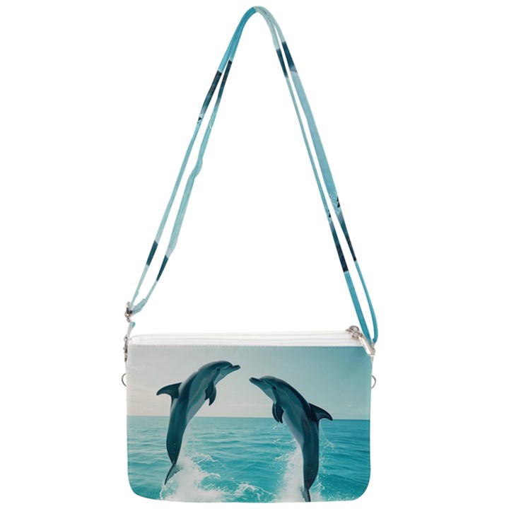 Dolphin Sea Ocean Double Gusset Crossbody Bag