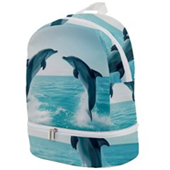 Dolphin Sea Ocean Zip Bottom Backpack by Cemarart