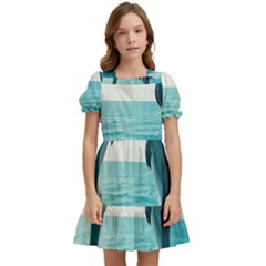 Dolphin Sea Ocean Kids  Puff Sleeved Dress by Cemarart