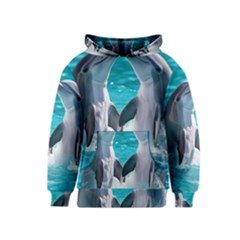 Dolphins Sea Ocean Kids  Pullover Hoodie by Cemarart