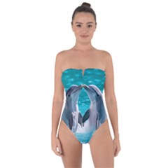 Dolphins Sea Ocean Tie Back One Piece Swimsuit by Cemarart