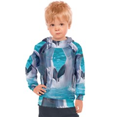 Dolphins Sea Ocean Kids  Hooded Pullover by Cemarart