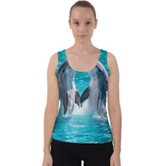 Dolphins Sea Ocean Velvet Tank Top by Cemarart