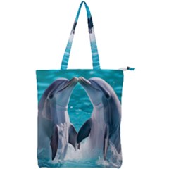 Dolphins Sea Ocean Double Zip Up Tote Bag by Cemarart