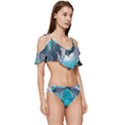 Dolphins Sea Ocean Ruffle Edge Tie Up Bikini Set	 View3