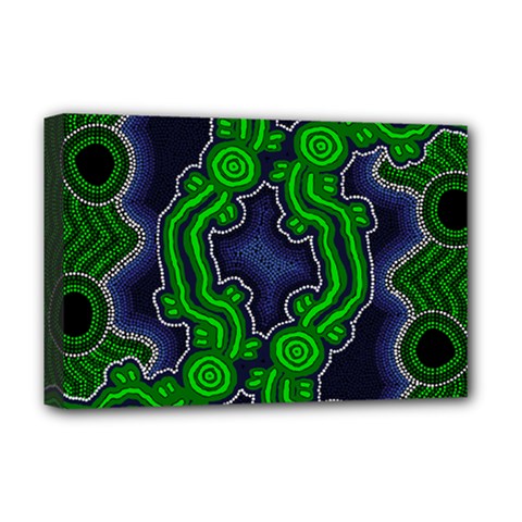 Authentic Aboriginal Art - After The Rain Deluxe Canvas 18  X 12  (stretched) by hogartharts