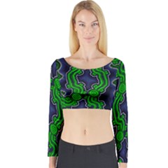 Authentic Aboriginal Art - After The Rain Long Sleeve Crop Top by hogartharts