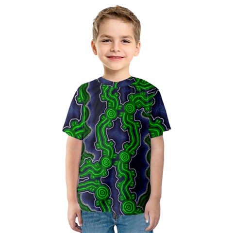 Authentic Aboriginal Art - After The Rain Kids  Sport Mesh T-shirt by hogartharts