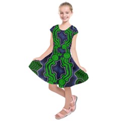 Authentic Aboriginal Art - After The Rain Kids  Short Sleeve Dress by hogartharts