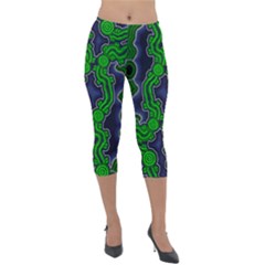 Authentic Aboriginal Art - After The Rain Lightweight Velour Capri Leggings  by hogartharts