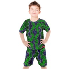 Authentic Aboriginal Art - After The Rain Kids  T-shirt And Shorts Set by hogartharts