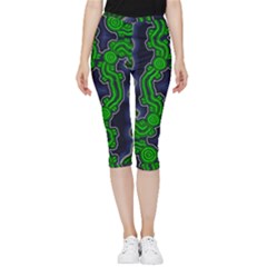 Authentic Aboriginal Art - After The Rain Inside Out Lightweight Velour Capri Leggings  by hogartharts