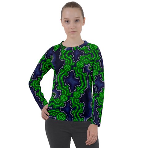 Authentic Aboriginal Art - After The Rain Women s Long Sleeve Raglan T-shirt by hogartharts