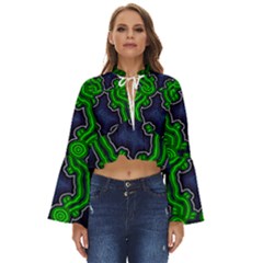 Authentic Aboriginal Art - After The Rain Boho Long Bell Sleeve Top by hogartharts