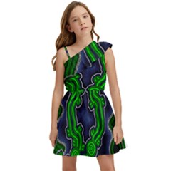 Authentic Aboriginal Art - After The Rain Kids  One Shoulder Party Dress by hogartharts