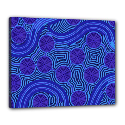 Authentic Aboriginal Art - Rivers Around Us Canvas 20  X 16  (stretched) by hogartharts