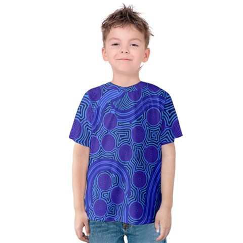 Authentic Aboriginal Art - Rivers Around Us Kids  Cotton T-shirt by hogartharts