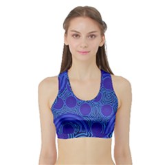 Authentic Aboriginal Art - Rivers Around Us Sports Bra With Border by hogartharts