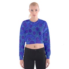 Authentic Aboriginal Art - Rivers Around Us Cropped Sweatshirt