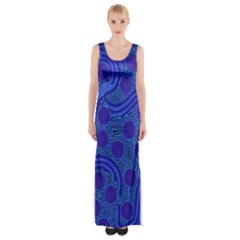 Authentic Aboriginal Art - Rivers Around Us Thigh Split Maxi Dress by hogartharts