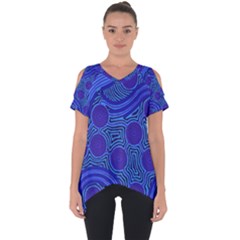 Authentic Aboriginal Art - Rivers Around Us Cut Out Side Drop T-shirt by hogartharts