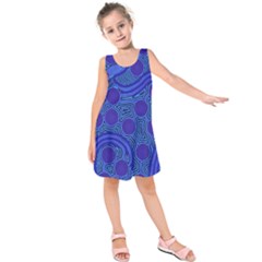 Authentic Aboriginal Art - Rivers Around Us Kids  Sleeveless Dress by hogartharts