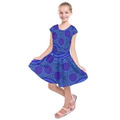 Authentic Aboriginal Art - Rivers Around Us Kids  Short Sleeve Dress by hogartharts