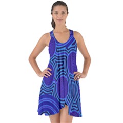 Authentic Aboriginal Art - Rivers Around Us Show Some Back Chiffon Dress by hogartharts