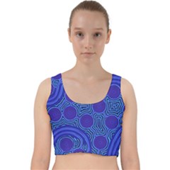 Authentic Aboriginal Art - Rivers Around Us Velvet Racer Back Crop Top by hogartharts