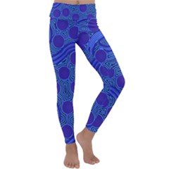 Authentic Aboriginal Art - Rivers Around Us Kids  Lightweight Velour Classic Yoga Leggings by hogartharts