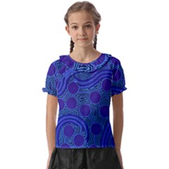 Authentic Aboriginal Art - Rivers Around Us Kids  Frill Chiffon Blouse by hogartharts