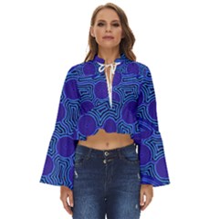 Authentic Aboriginal Art - Rivers Around Us Boho Long Bell Sleeve Top by hogartharts