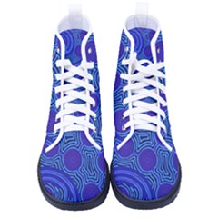 Authentic Aboriginal Art - Rivers Around Us Kid s High-top Canvas Sneakers by hogartharts