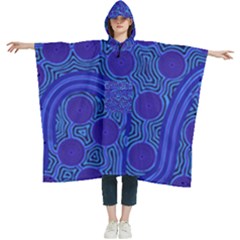 Authentic Aboriginal Art - Rivers Around Us Women s Hooded Rain Ponchos by hogartharts