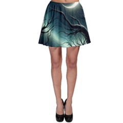 Moon Moonlit Forest Fantasy Midnight Skater Skirt by Cemarart