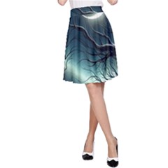 Moon Moonlit Forest Fantasy Midnight A-line Skirt by Cemarart