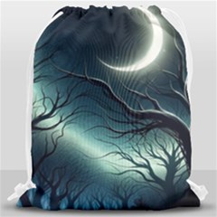 Moon Moonlit Forest Fantasy Midnight Drawstring Bag (large) by Cemarart