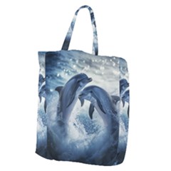 Dolphins Sea Ocean Water Giant Grocery Tote by Cemarart