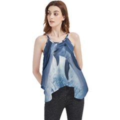 Dolphins Sea Ocean Water Flowy Camisole Tank Top by Cemarart