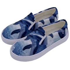 Dolphins Sea Ocean Water Kids  Canvas Slip Ons by Cemarart