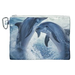 Dolphins Sea Ocean Water Canvas Cosmetic Bag (xl) by Cemarart