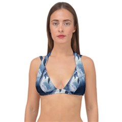 Dolphins Sea Ocean Water Double Strap Halter Bikini Top by Cemarart