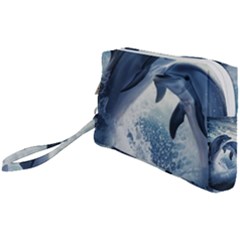 Dolphins Sea Ocean Water Wristlet Pouch Bag (small) by Cemarart