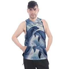 Dolphins Sea Ocean Water Men s Sleeveless Hoodie by Cemarart