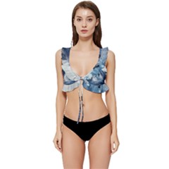 Dolphins Sea Ocean Water Low Cut Ruffle Edge Bikini Top