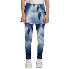 Dolphins Sea Ocean Water Kids  Skirted Pants by Cemarart