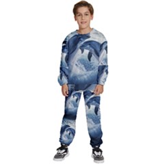 Dolphins Sea Ocean Water Kids  Sweatshirt Set